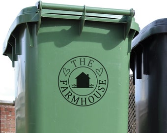 Mülltonne Aufkleber - Haus Name Vinyl Aufkleber - Individueller wasserdichter Aufkleber - Etiketten für die Tonne - Papierkorb Aufkleber - Mülltonne