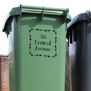 Wheelie Bin Sticker - Personalised House Name Vinyl Decal - Custom Waterproof Decal - Labels For Bin - Recycle Bin Stickers - Rubbish Bin