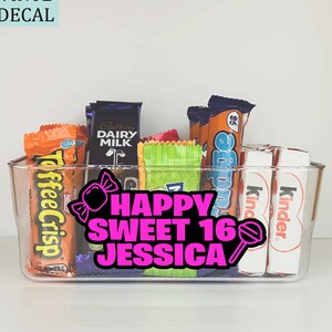 Sweet 16 Aufkleber - DIY Süßes Glas Geschenk für Jugendliche - Ideen zum 16.Geburtstag - Sechzehn - Einzigartiges Geburtstagsgeschenk - Für Mann oder Frau