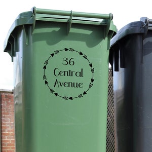 Wheelie Bin Sticker - Personalised House Name Vinyl Decal - Custom Waterproof Decal - Labels For Bin - Recycle Bin Stickers - Rubbish Bin