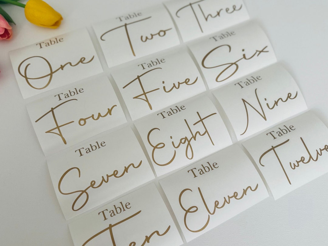 Personalized Wedding Table Number Decals - DIY Decor - Etsy
