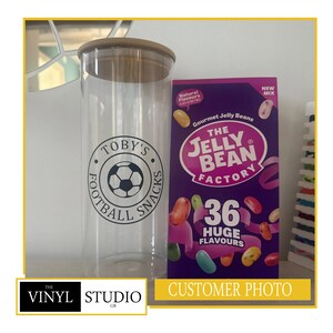 Personalised Football Snacks Jar Decal | Custom Candy Label | Matte Finish | Various Colours | Various Sizes image 5