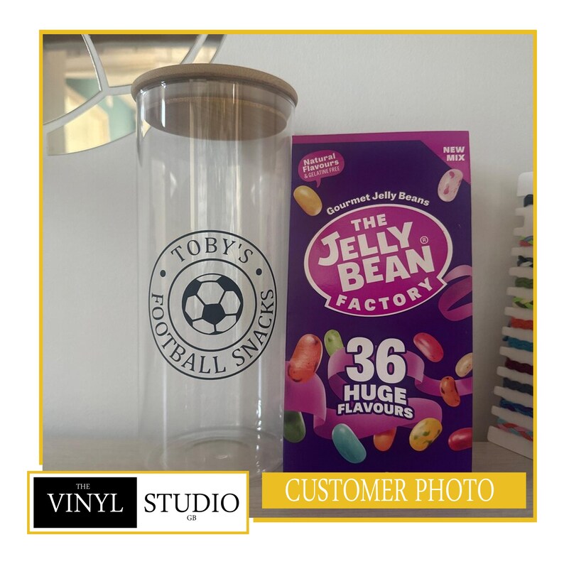 Personalised Football Snacks Jar Decal | Custom Candy Label | Matte Finish | Various Colours | Various Sizes image 5