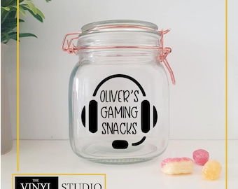 Personalised Gaming Snacks Vinyl Decal - Choose Your Size and Colour - Perfect Gift For Teenagers
