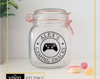 Personalised Gaming Snacks Sticker - Gaming Snack Jar Decal - Gift for Gamer - Teen Gift - For Him - For Her