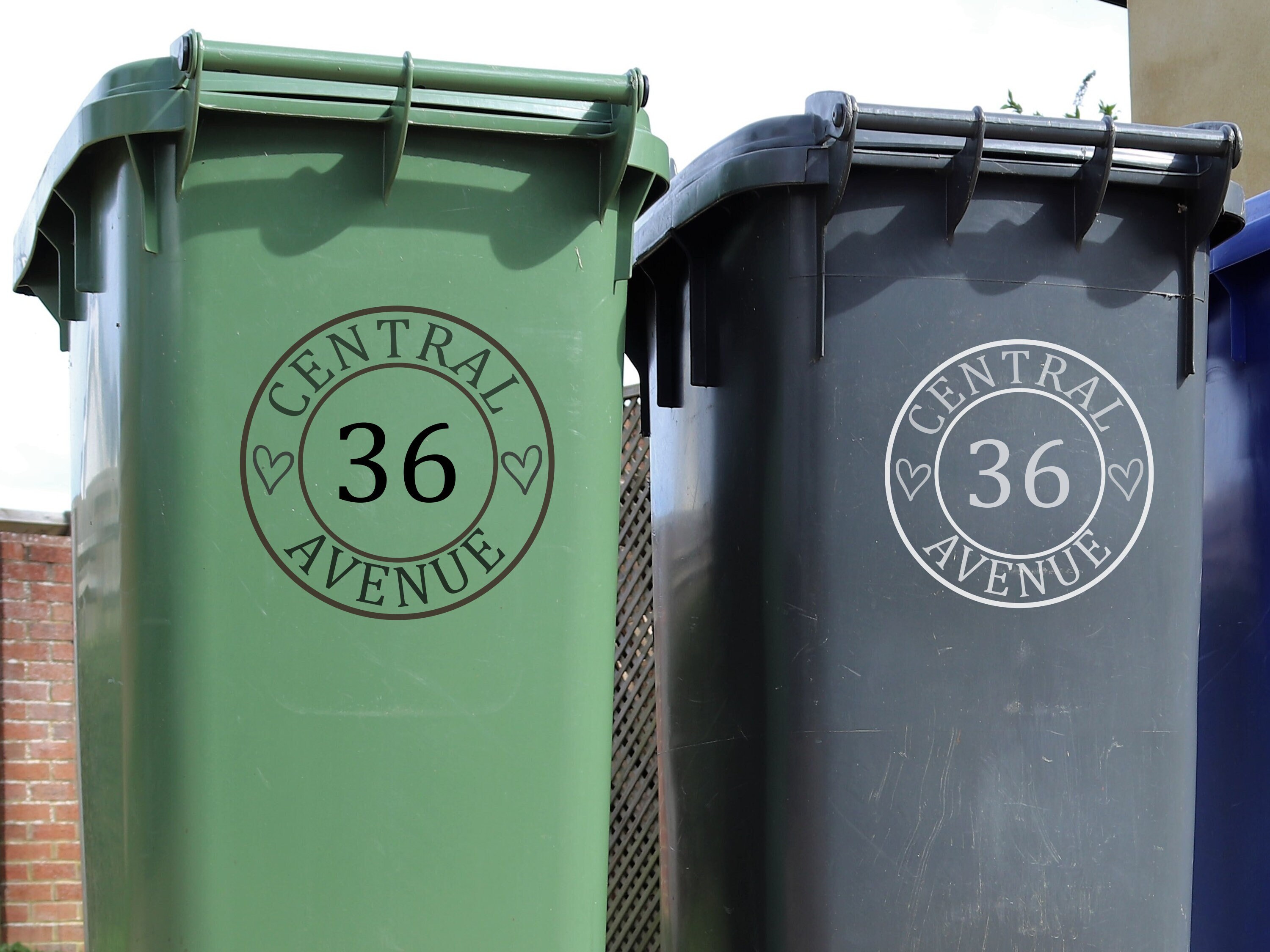 Rubish Labels Wheelie Bin Sticker - Personalised House Name Vinyl Decal - Custom ...