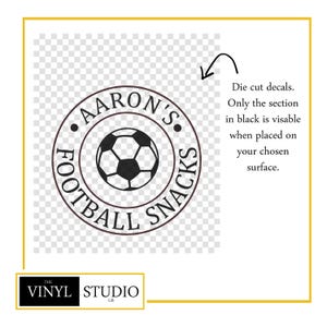 Personalised Football Snacks Jar Decal | Custom Candy Label | Matte Finish | Various Colours | Various Sizes image 3