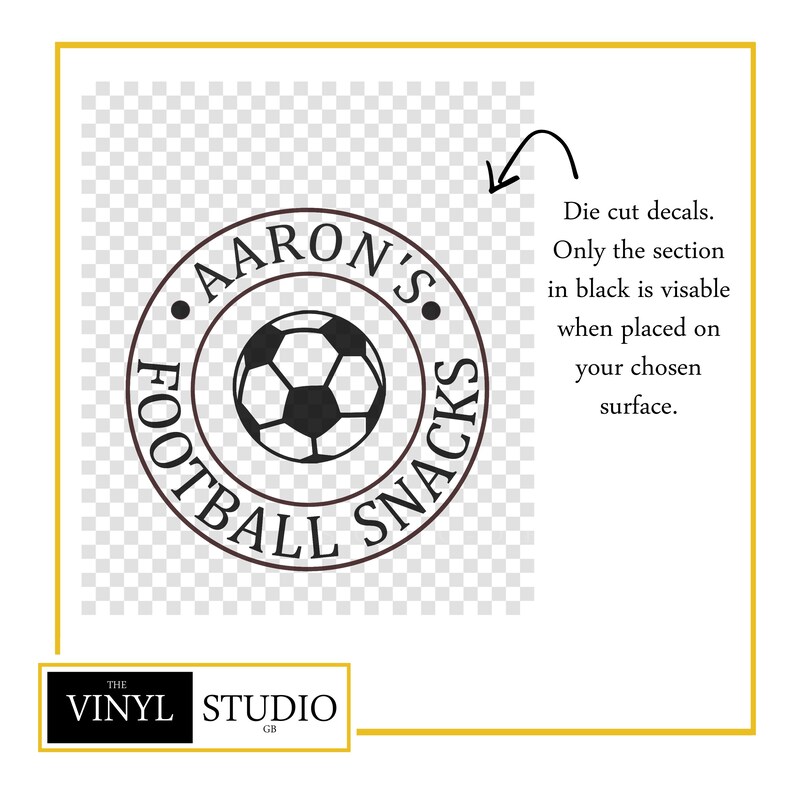 Personalised Football Snacks Jar Decal | Custom Candy Label | Matte Finish | Various Colours | Various Sizes image 3
