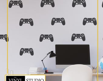 Gaming Controller Wall Decals | Teen Room Decor | Easy Peel & Stick | Vinyl Wall Art | Matte Finish | Various Colours