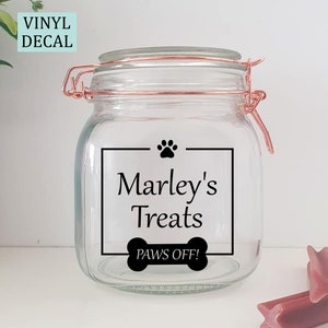 Personalised Dog Treat Jar Sticker Vinyl Decal Sticker ...