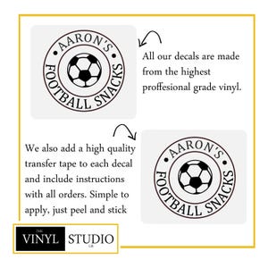 Personalised Football Snacks Jar Decal | Custom Candy Label | Matte Finish | Various Colours | Various Sizes image 4