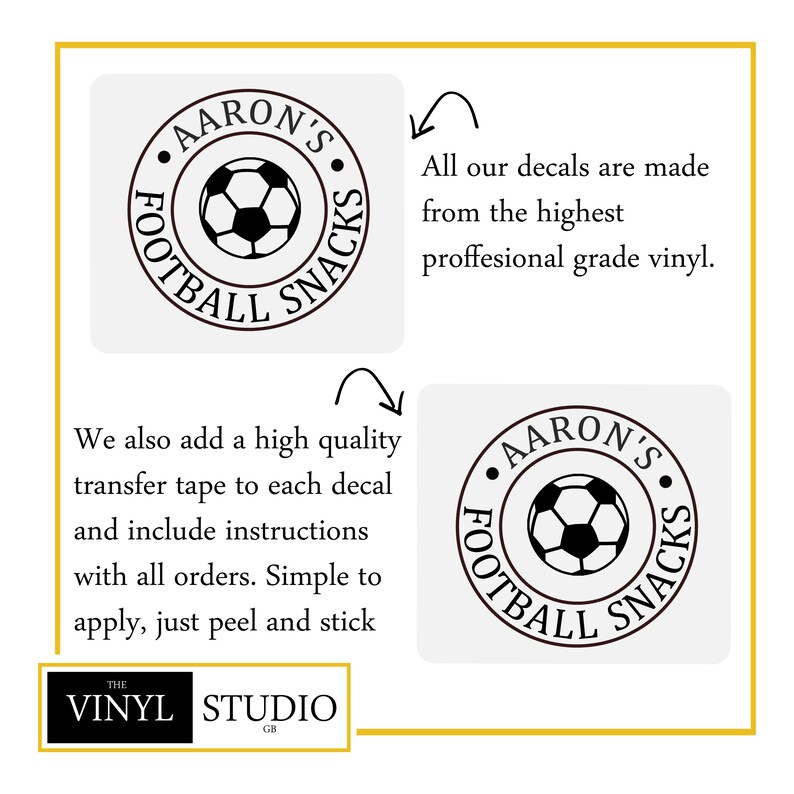 Personalised Football Snacks Jar Decal | Custom Candy Label | Matte Finish | Various Colours | Various Sizes image 4