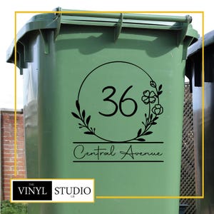Wheelie Bin number Sticker - House Name and Number Decal - Sticker For Bin - Personalised Trash Can Decal - Address Sticker - Personalised