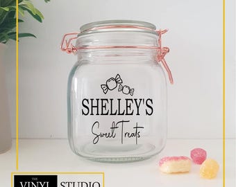 Personalised Sweet Jar Decal | Custom Candy Label | Matte Finish | Various Colours | Various Sizes