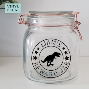 Reward Jar Sticker - Personalised Reward Decal - Dinosaur Gift - Good Behaviour Reward Jar Label - Kids Rewards - Potty Training Incentives