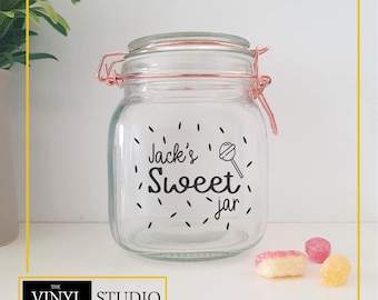 Personalised Sweet Jar Decal | Custom Candy Label | Matte Finish | Various Colours | Various Sizes