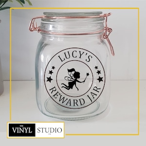 Personalised Reward Jar Sticker | Good Behavior Incentive | Fairy Decal | Matte Finish | Selection of Colours | Various Sizes