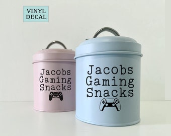 Personalised Gaming Snacks Jar Sticker - Vinyl Decal - Sticker - Gamer Gift - Gaming Lover - Gifts for Him - Teen Gift- Birthday Gift