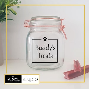 Personalised Dog Treat Jar Sticker - Custom Made - Various Sizes and Colours - Dog Lover Gift - New Puppy Must Haves - Personalised Gift