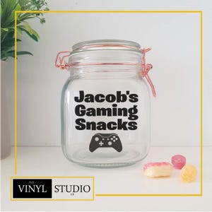 Gaming Snacks Glas Aufkleber - Vinyl Aufkleber - Aufkleber - Personalisiertes Geschenk für Gamer - Gaming Liebhaber - Geschenk für Teenager - Geeky Geschenk