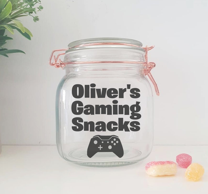 Personalized Gaming Snacks Jar Sticker