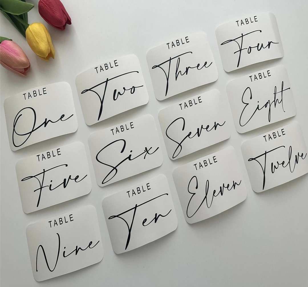 Wedding Table Numbers 10cm Width Personalised Vinyl Decals Create Your