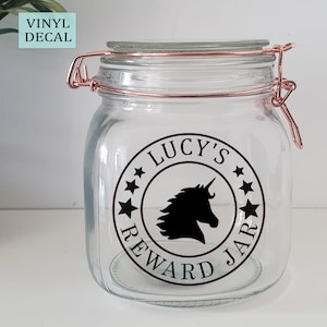 Reward Jar Sticker - Personalised Reward Decal - Unicorn Gift - Good Behaviour Reward Jar Label - Kids Rewards - Potty Training Incentives