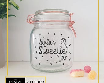 Personalised Sweet Jar Decal | Custom Candy Label | Matte Finish | Various Colours | Various Sizes
