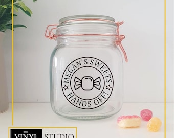 Personalised Sweet Jar Decal | Custom Candy Label | Matte Finish | Various Colours | Various Sizes