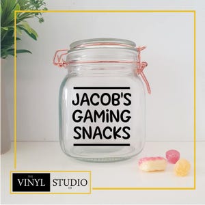 Gaming Snacks Glas Aufkleber - Geschenk für Gamer - Geschenke für Gaming Liebhaber