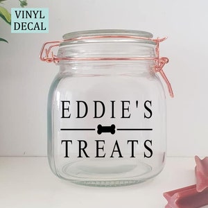 Personalised Dog Treat Jar Sticker Vinyl Decal Sticker ...