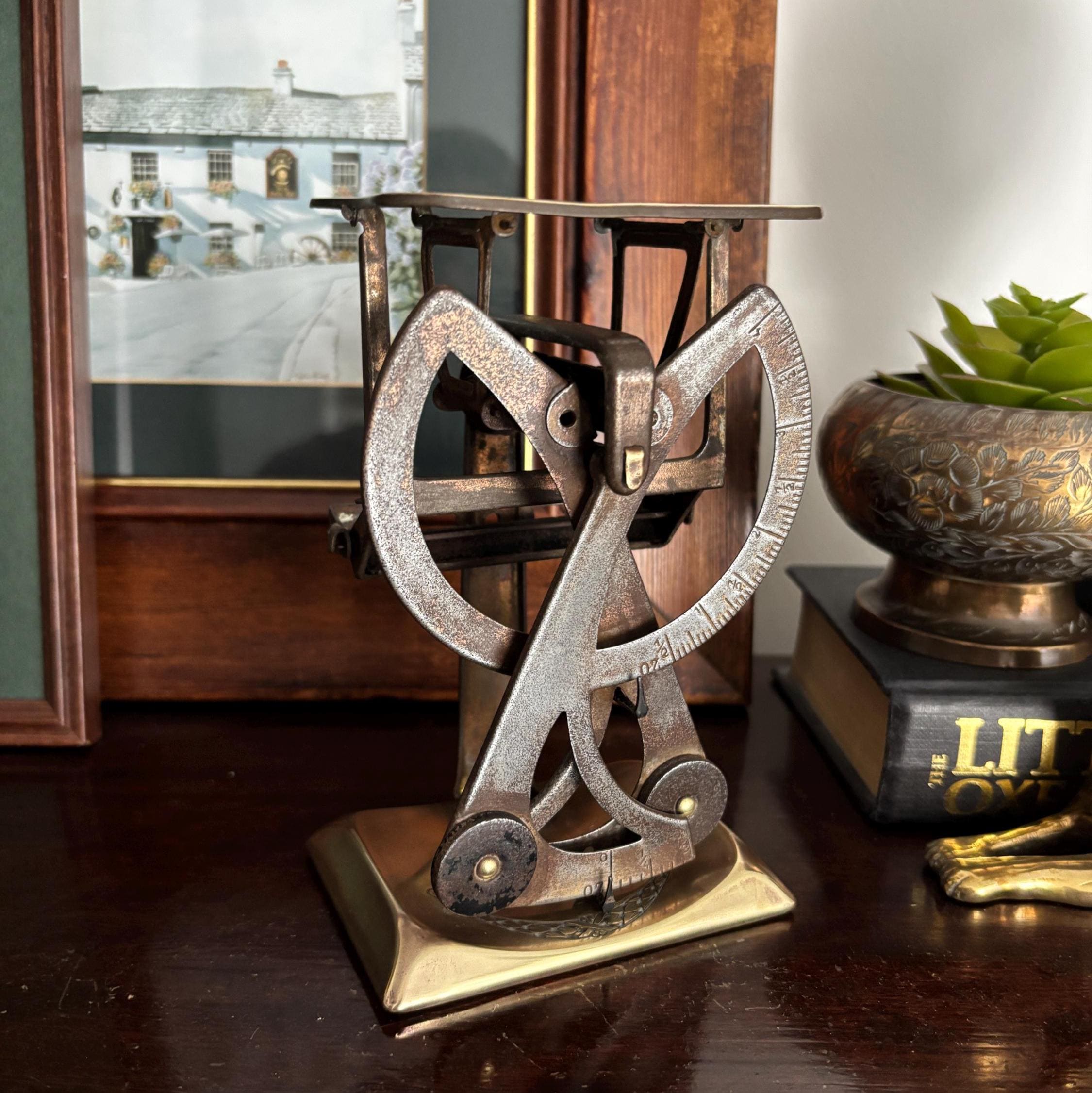 Antique Balduin Heller Art Nouveau Brass Letter Scale German DRP Postal Desk Collectible