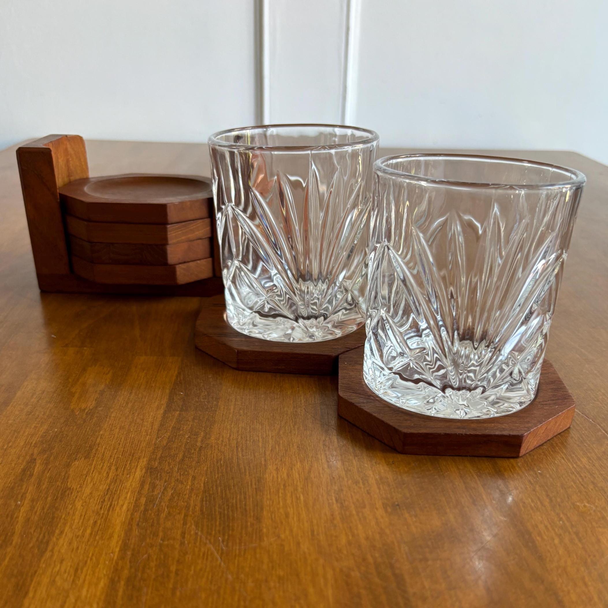 Vintage Teak Coaster Set – Danish Mid Century Modern Wooden Barware (Set of 6)