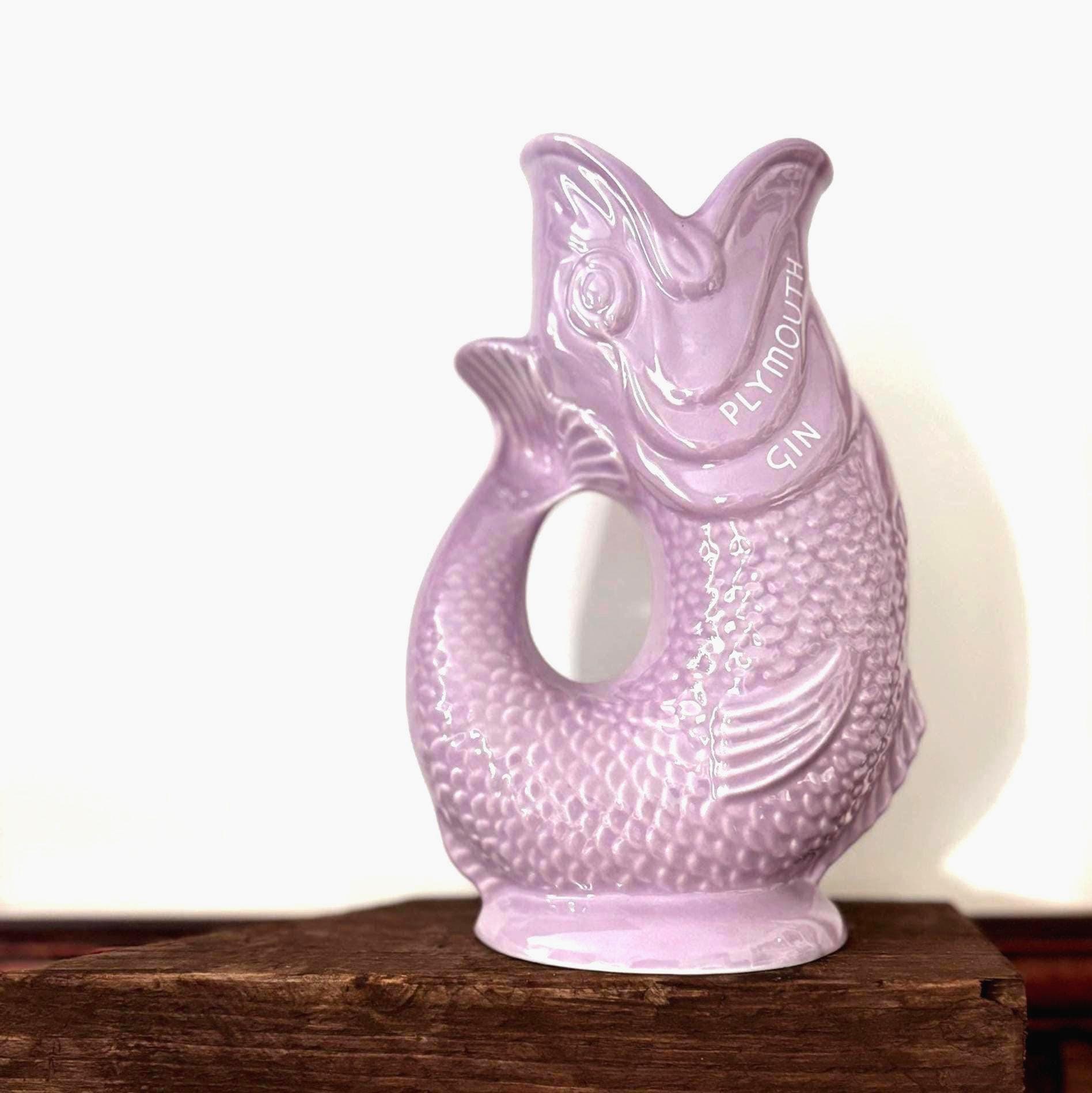 Vintage Wade Plymouth Gin Purple Fish Jug Gurgle Pitcher