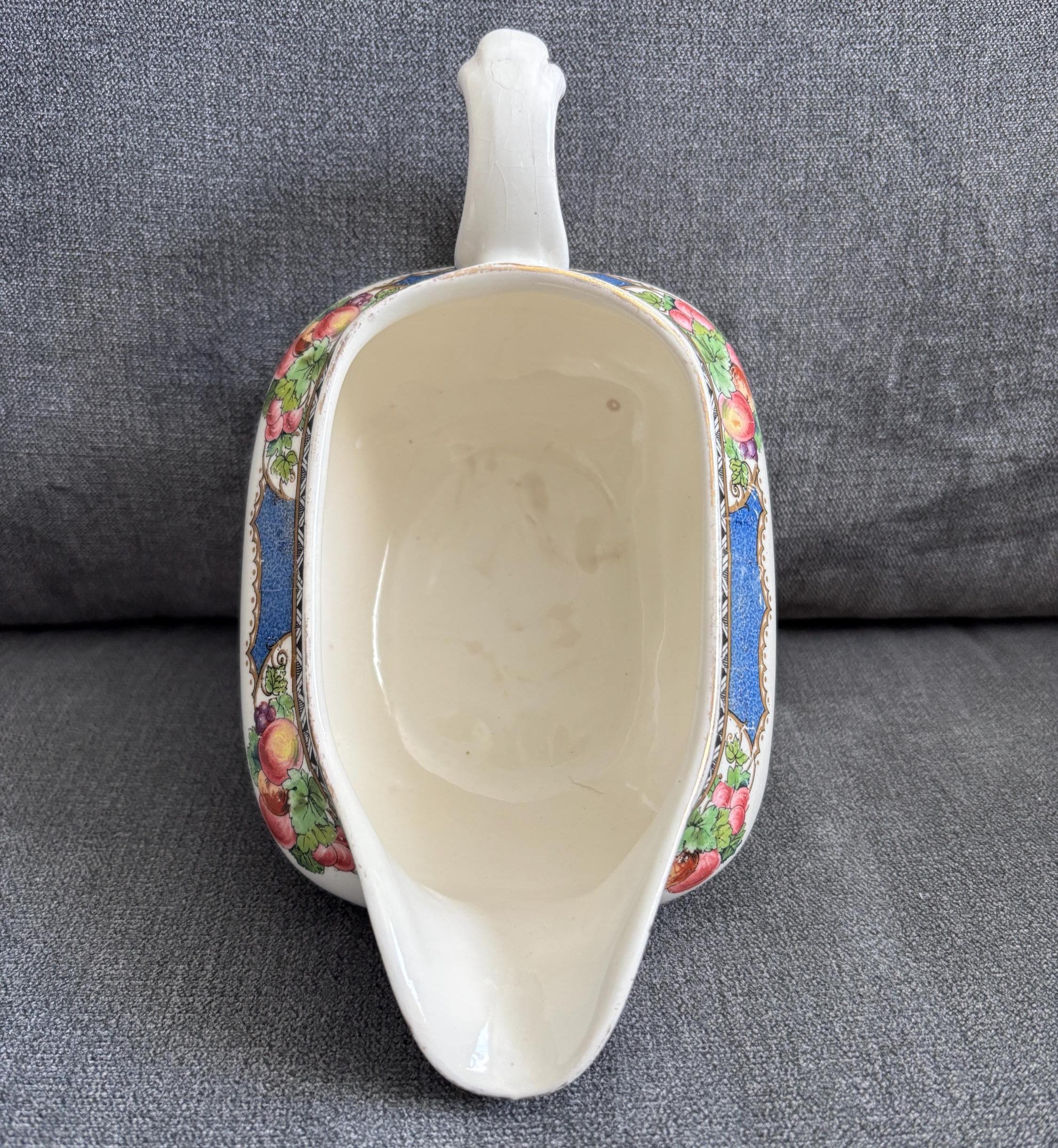 Vintage 1930s Booths Pomona Gravy Boat: Silicon China, Made in England