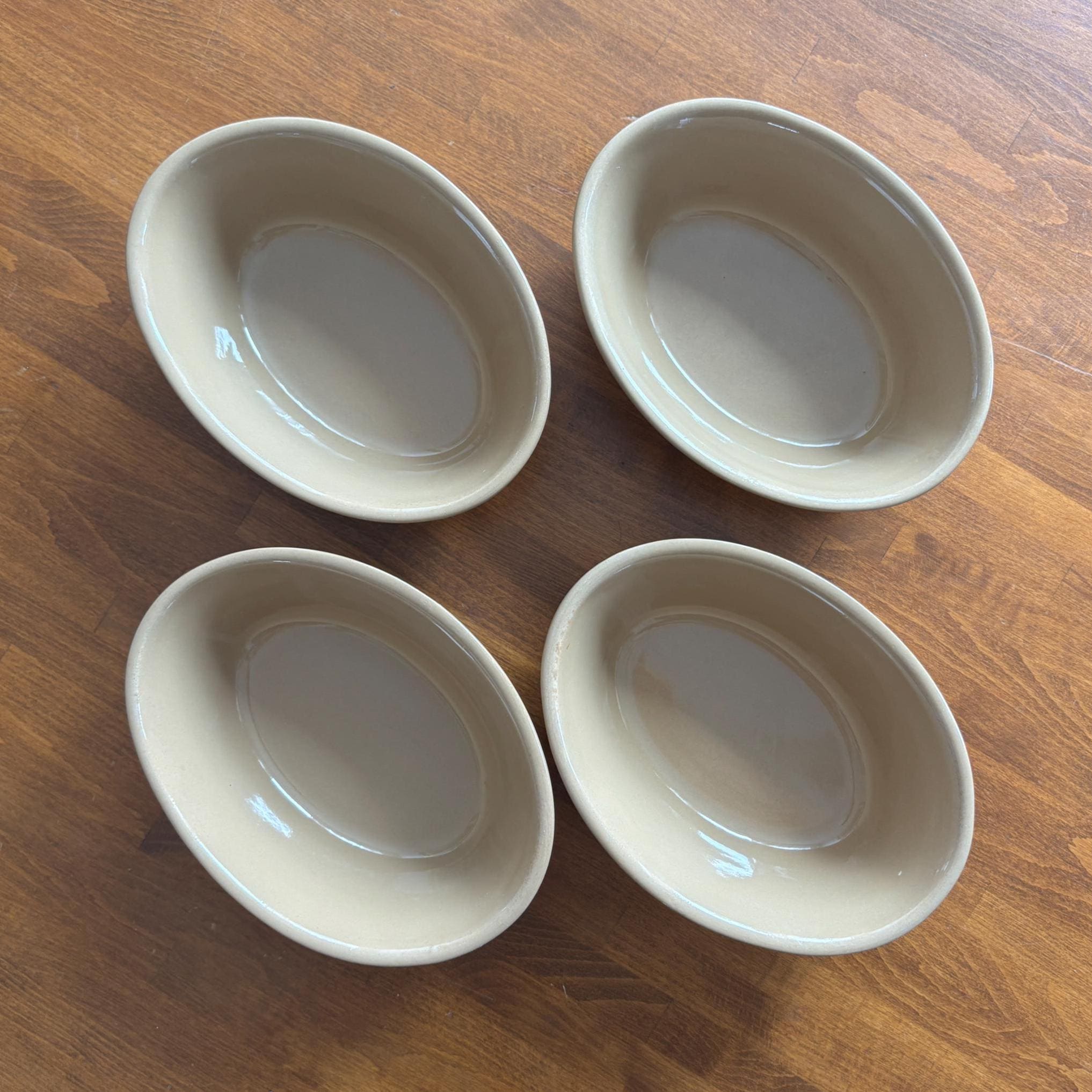 Vintage Mason Cash No.3 Oval Baking Dishes Set of 4 English Stoneware Cane Glaze