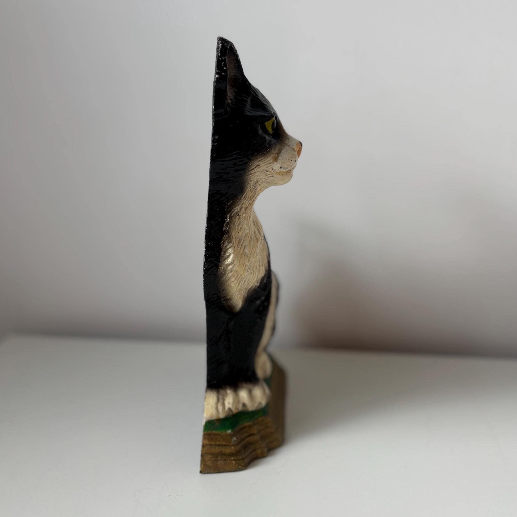 Cast Iron Tuxedo Cat Doorstop Black White Heavy Vintage Farmhouse Animal Decor Ornament