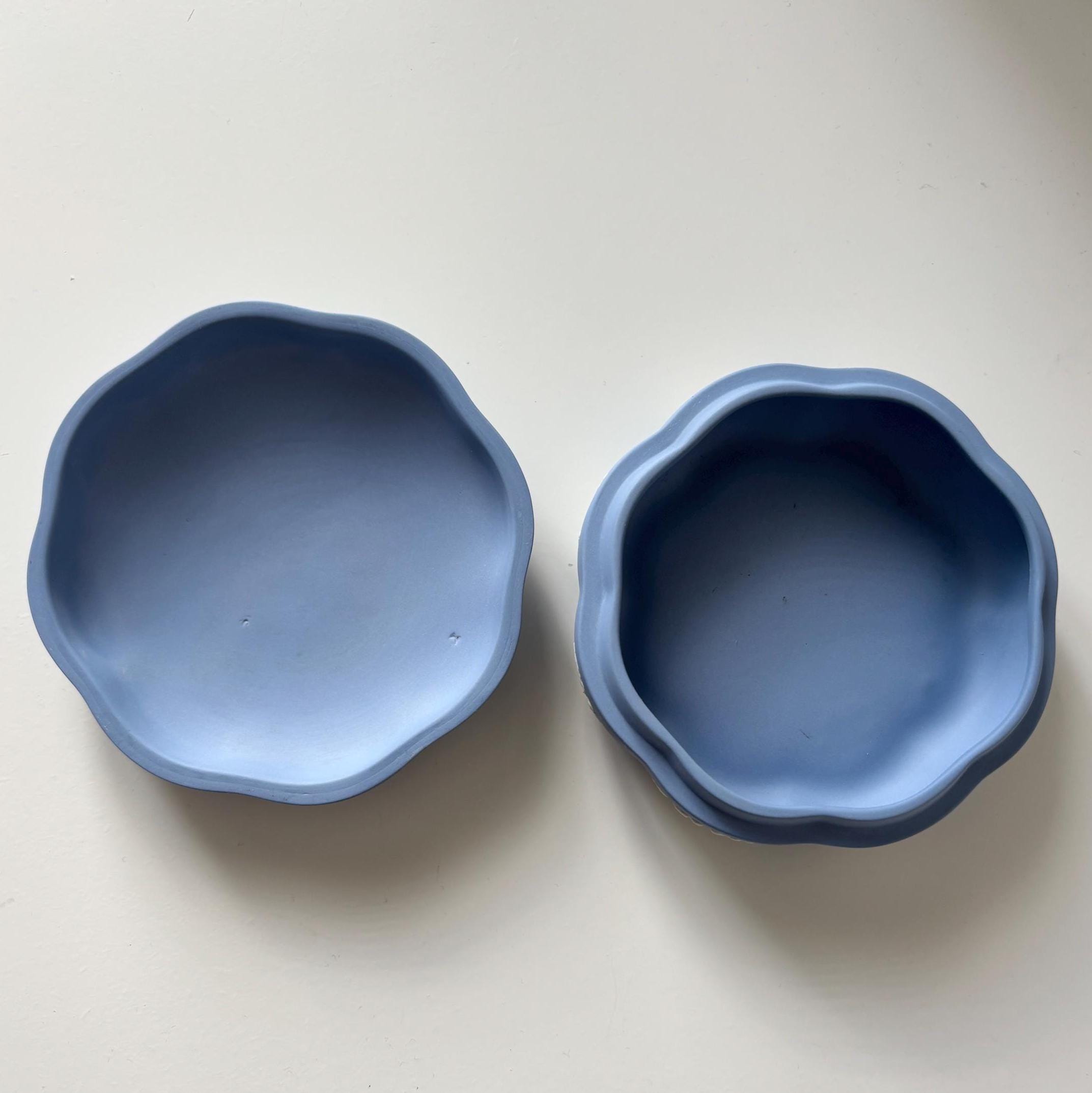 Wedgwood Jasperware Blue Trinket Box Vintage Jewellery Box Made in England