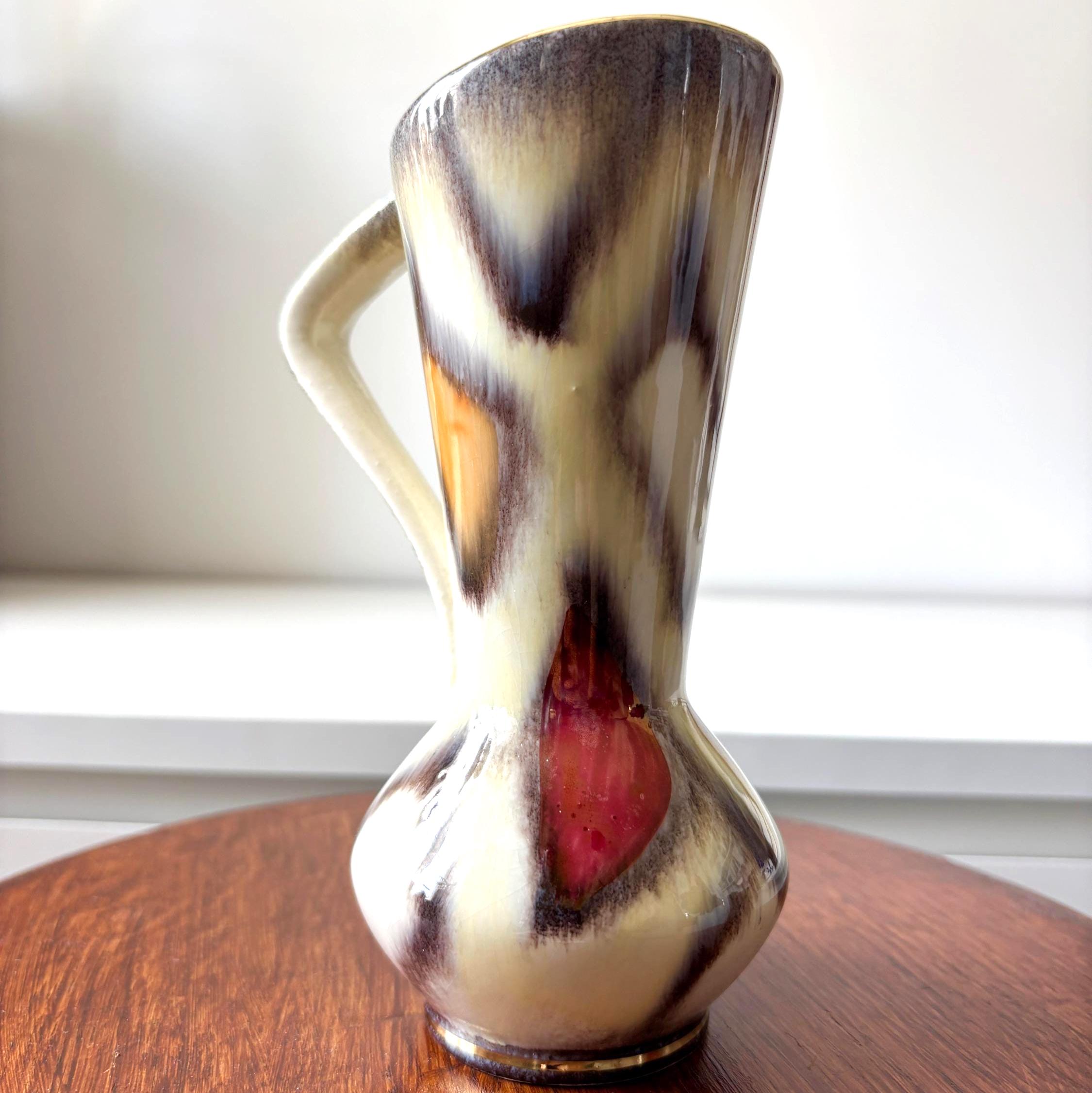 Vintage Bay Keramik West Germany Fat Lava Pitcher Vase Mid Century Pottery