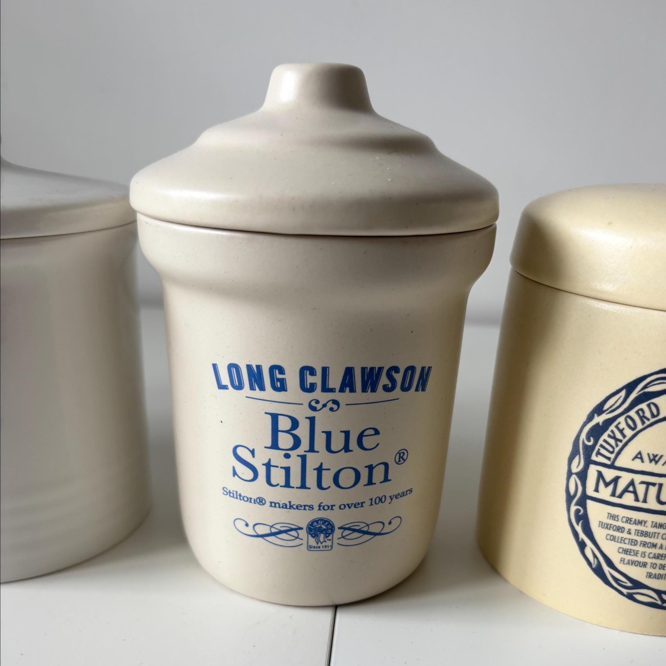 Vintage English Stilton Cheese Jars Set Farmhouse Pottery Kitchenalia Pantry Storage Decor