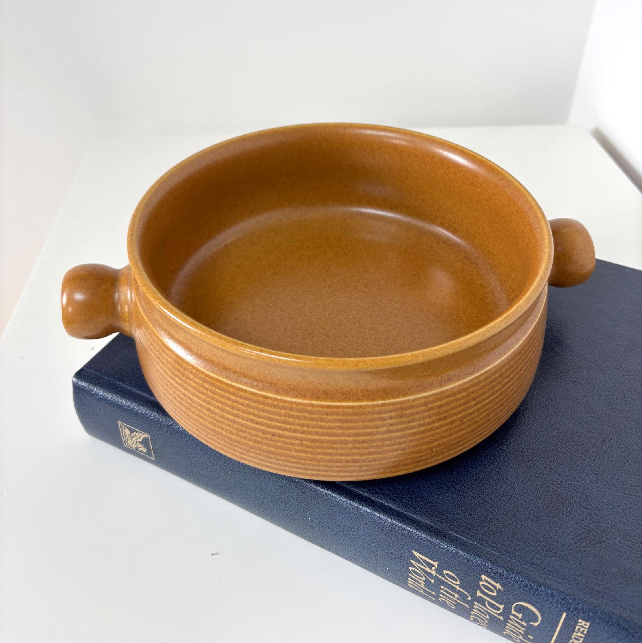 Vintage Denby Langley Canterbury Stoneware Serving Dish Brown Ribbed Mid Century Casserole Bowl