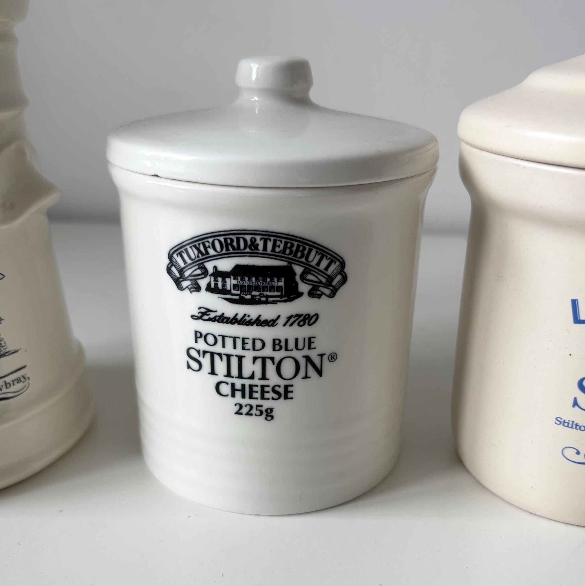 Vintage English Stilton Cheese Jars Set Farmhouse Pottery Kitchenalia Pantry Storage Decor