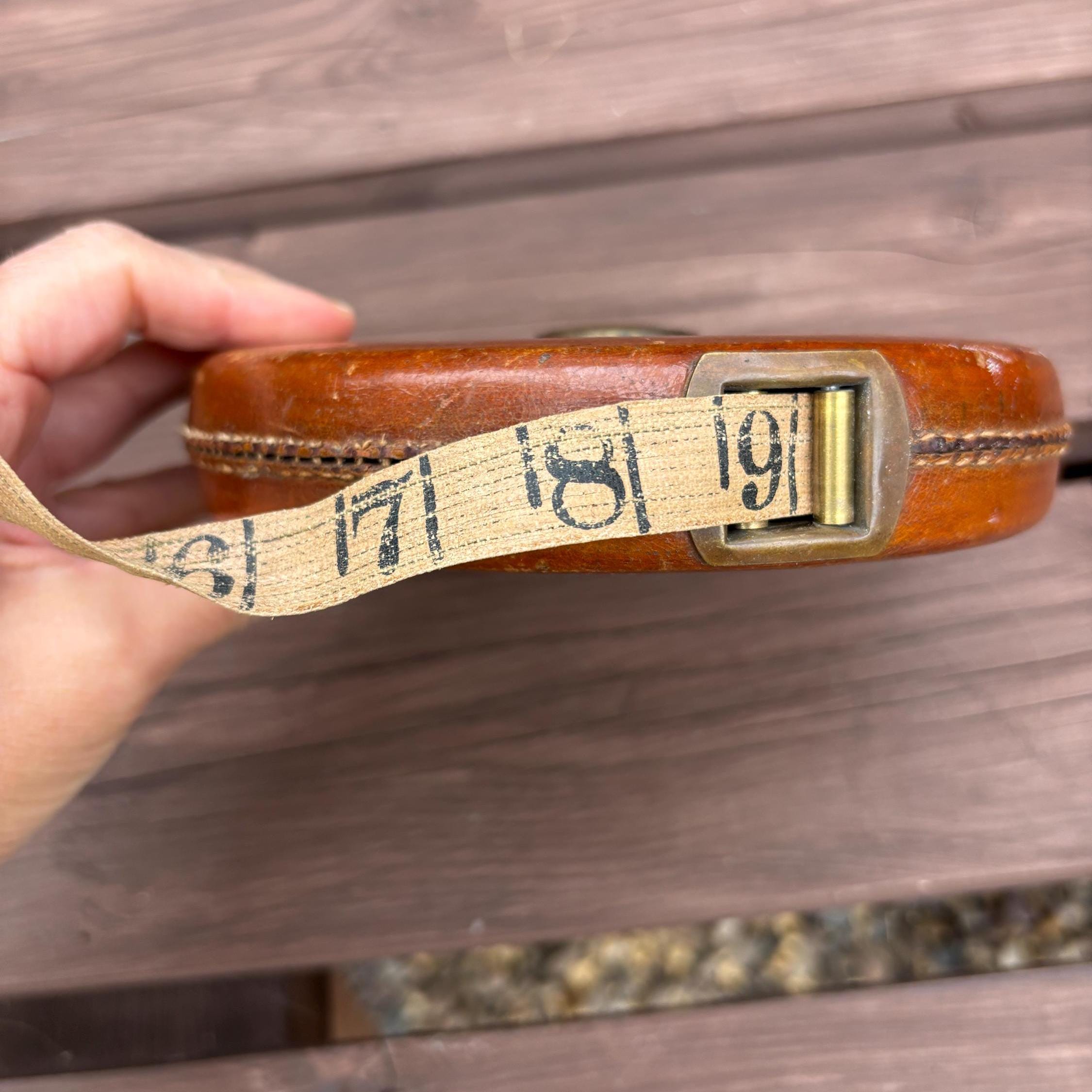 Vintage Chesterman 100ft Steel Tape Measure: Sheffield Leather Case