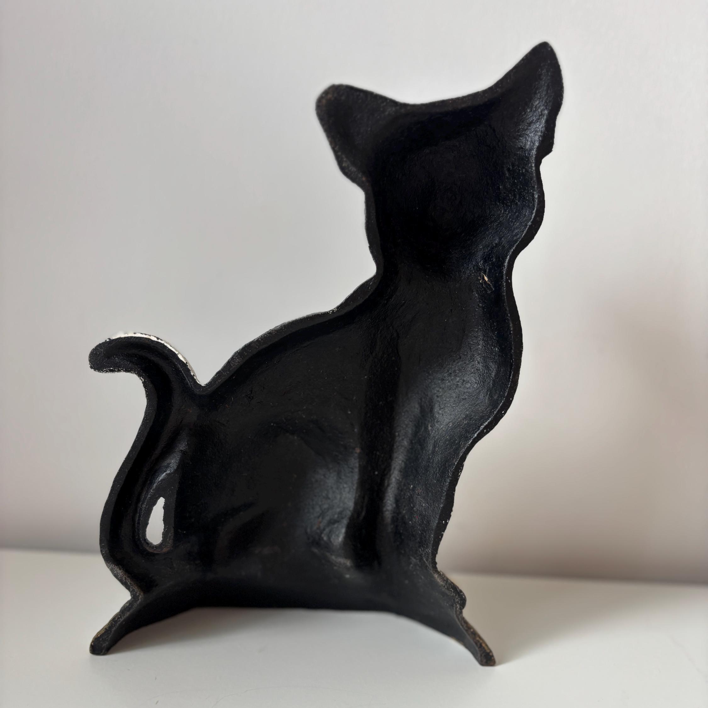 Cast Iron Tuxedo Cat Doorstop Black White Heavy Vintage Farmhouse Animal Decor Ornament