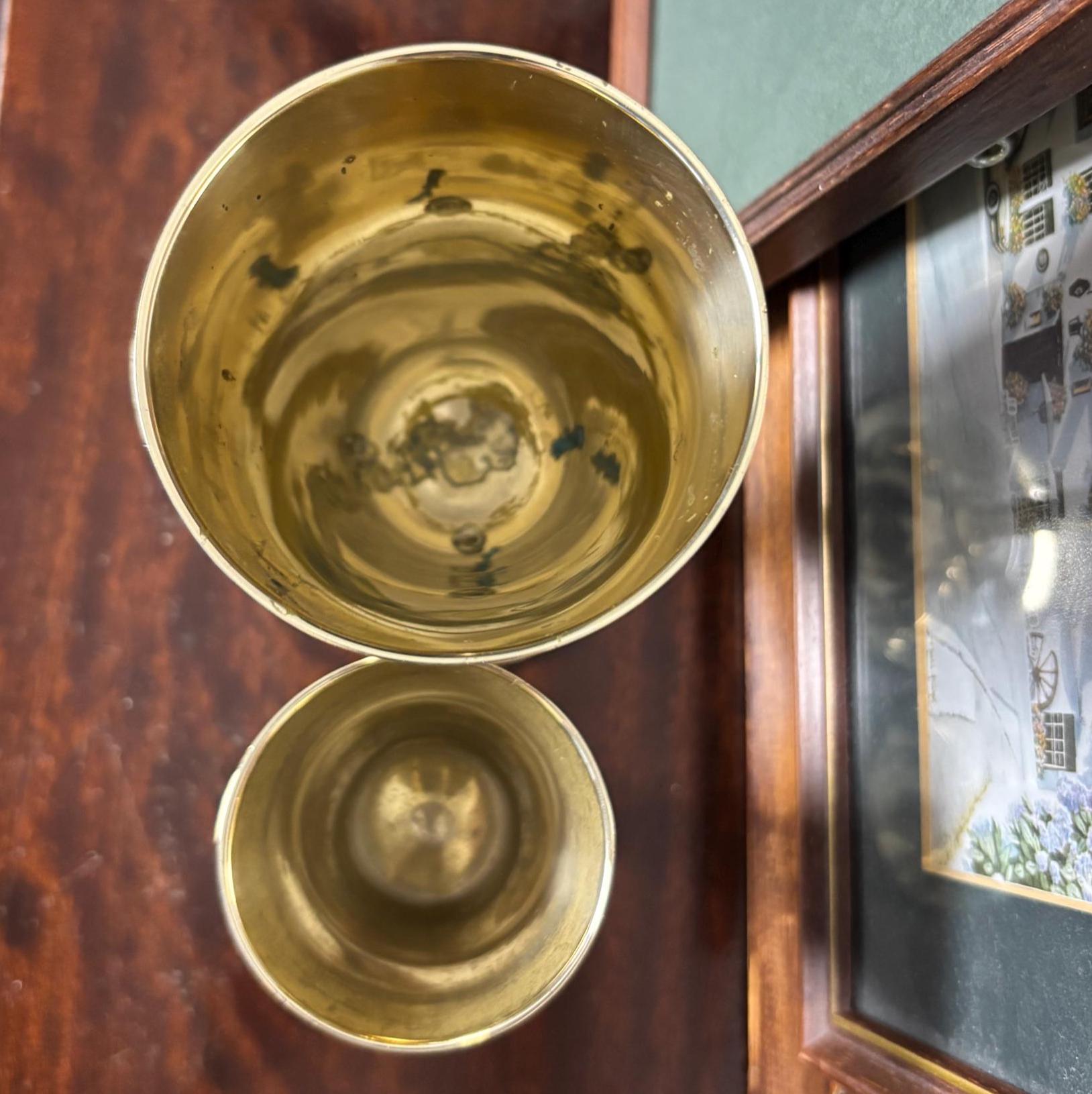 Vintage EPNS Engraved Goblet Pair Silver Plated Chalice Set Decorative Barware Cups