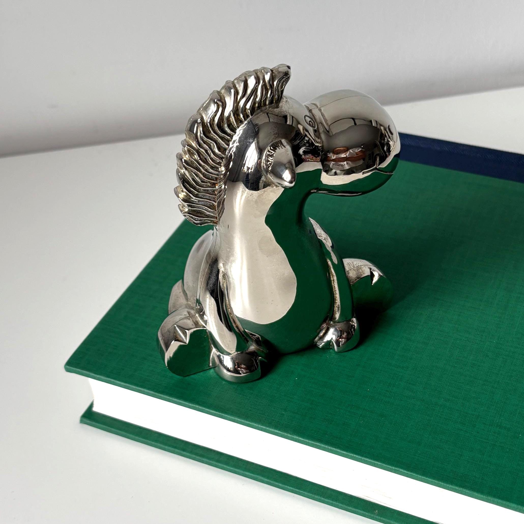 Vintage Silver Plated Horse Money Box Novelty Piggy Bank Animal Savings Ornament
