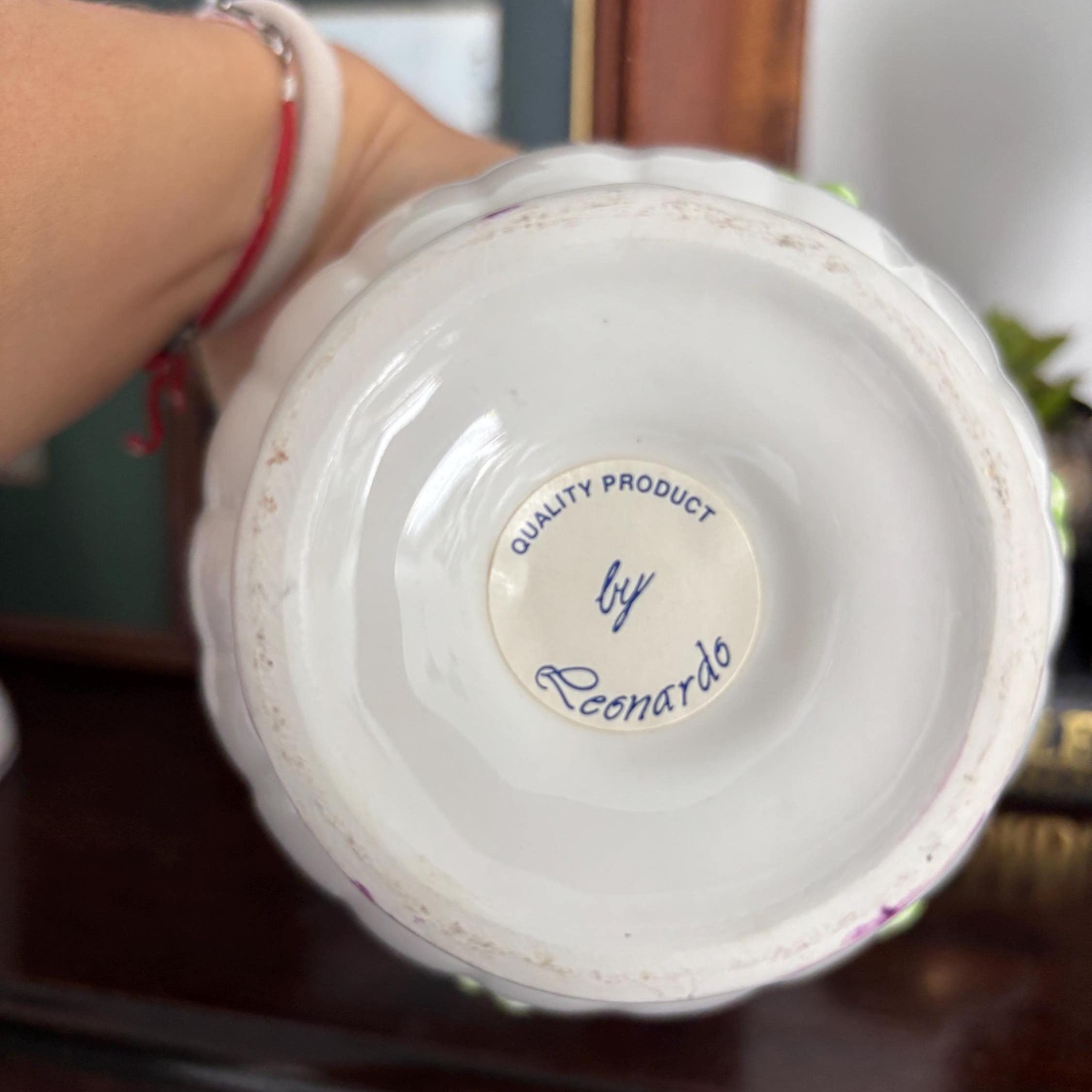 Vintage Leonardo Ceramic Fruit Compote | Hand-Painted Decorative Pedestal Bowl | Capodimonte Style Centrepiece