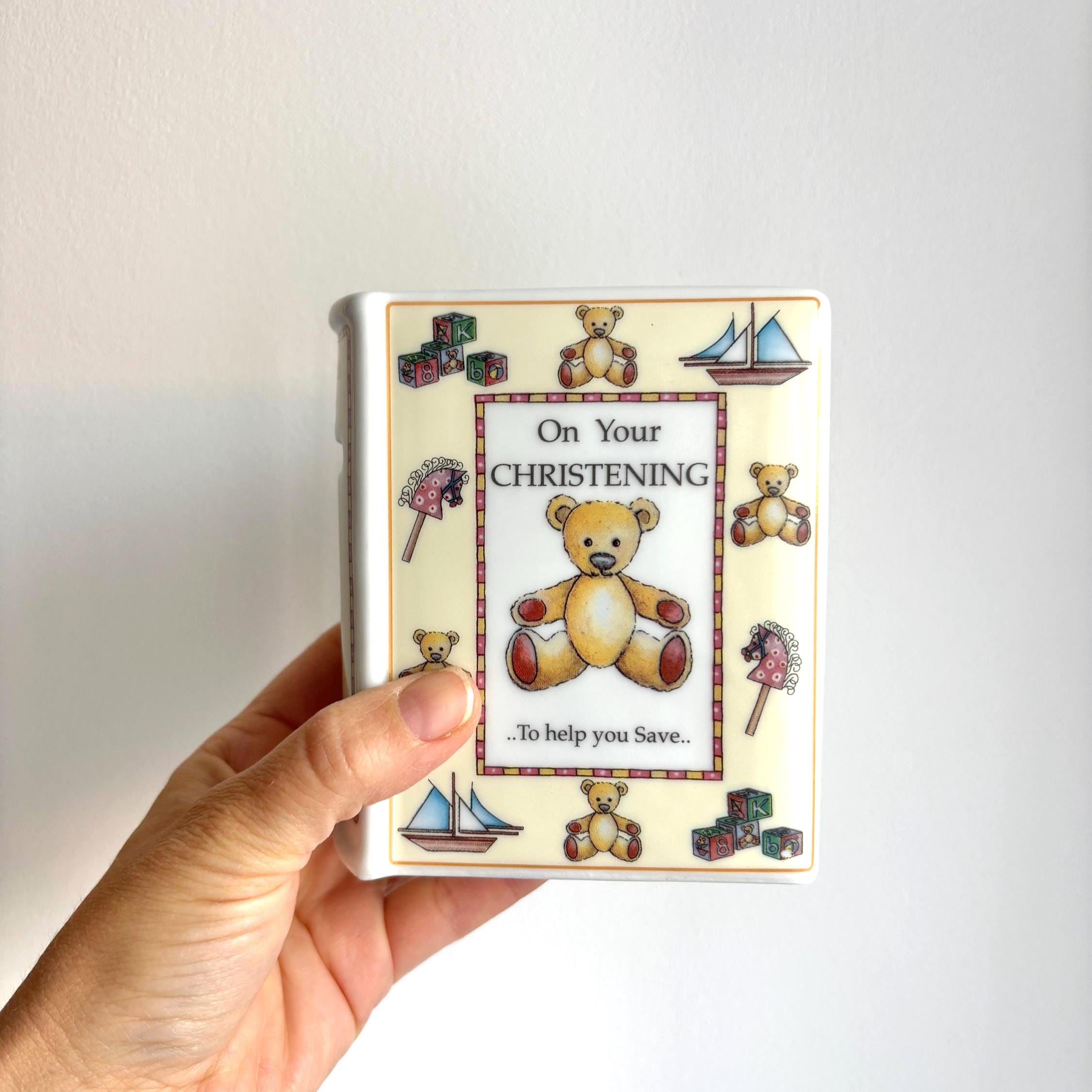 Vintage Royal Worcester Christening Savings Book | First Edition | Teddy Bear Design