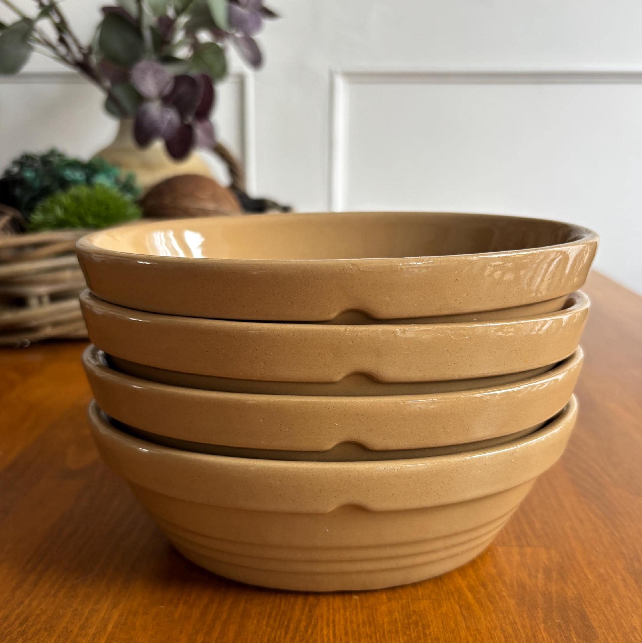 Vintage Mason Cash No.3 Oval Baking Dishes Set of 4 English Stoneware Cane Glaze