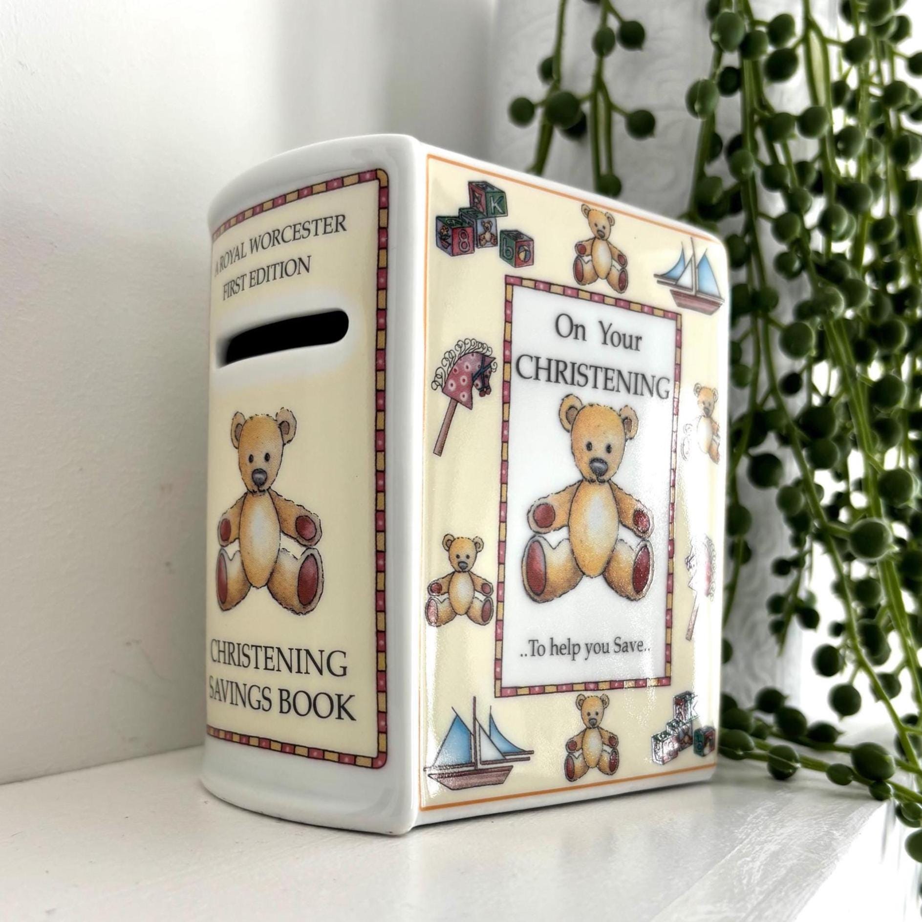 Vintage Royal Worcester Christening Savings Book | First Edition | Teddy Bear Design